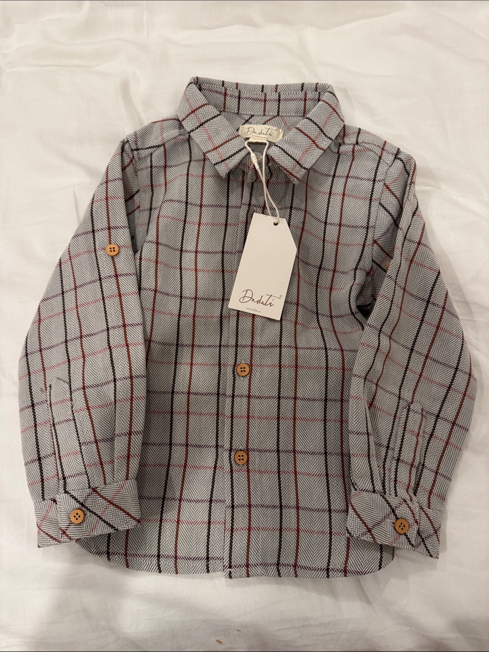 Kids' Gray Plaid Button-Down Shirt